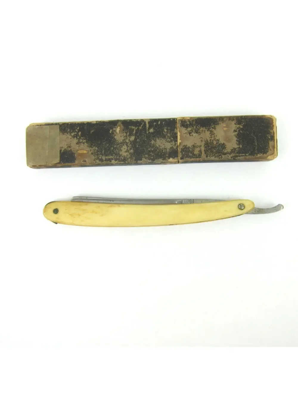 Vintage Straight Razor Liberty Bone Scales Handle & Case
